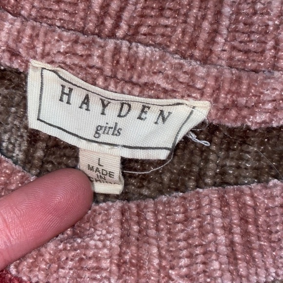 Hayden Textured Chenille Color Block Long Sleeve Top - Picture 5 of 6